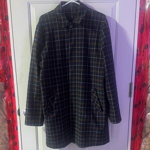 Topman Navy Plaid Coat- Large